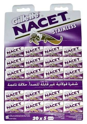 Gillette Nacet Rasiermesser Doppelkant Rasierer 5x20er 100er Kartela