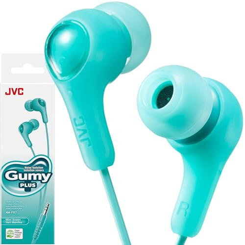 JVC Gumy in Ear Earbud Headphones with Paper Package, Powerful Sound, Comfortable and Secure Fit, Silicone Ear Pieces S/M/L - HAFX7GN (Green)