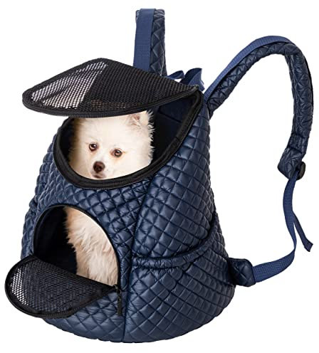Rucksack für den Transport von Tieren, Tragetasche, Katzenrucksack, Katzenbox, Hundetasche, Hunde oder Katzenleine, Navy Blau, Gr.1: 32x31x24 cm