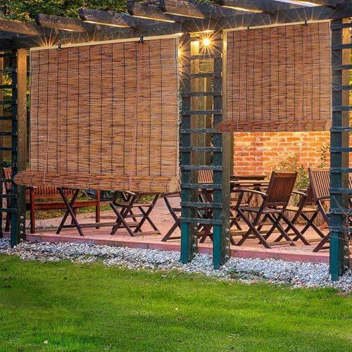 Personalizable Estores De Bambú, 40-170cm Ancho Sin Cordón Cortina De Caña, Tejida a Mano Persianas Romanas, Filtrado De Luz/Impermeable/Anti-Uv, Para Interior/Exterior/Balcón ( Color : Brown )