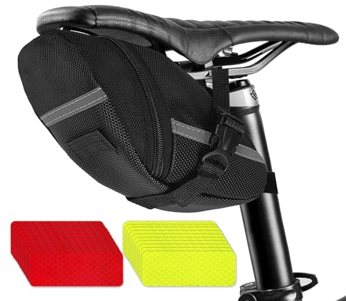 TOPBELIEF Sacoche De Selle De Vélo Réfléchissante, Sac De Queue De Vélo Étanche, Sacoche De Selle Arrière Avec Bandes Réfléchissantes, Sacoche Selle Pour VTT et Vélo De Route Extérieur