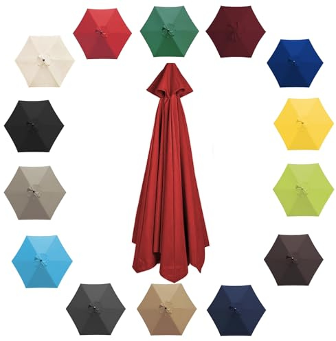 200cm 2.7m 300cm Umbrella Replacement Parasol Canopy, Garden Parasol Canopy Cover For Patio Sun Umbrella, 6 Arms/8 Arms Replacement Parasol Cover, Market Table Umbrella Replacement Top(Color:Red,Size: