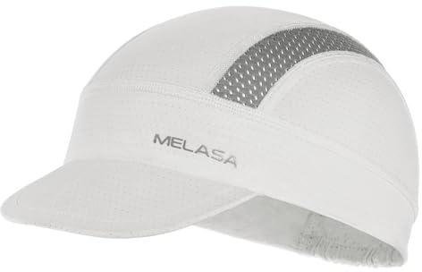 MELASA Berretto da bicicletta, con visiera parasole, protezione solare UV per bici da corsa, per uomini e donne, bianco, Taglia unica