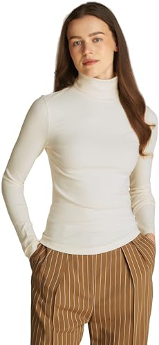 Tommy Hilfiger Damen Pullover Slim Rib Rollkragen, Beige (Calico), XXL