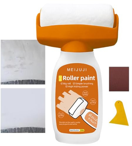 Rurunklee Wandfarbe mit Rollbürste 500g, Beige, zur Reparatur von Rissen, Löchern, Peeling