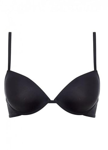 Reggiseno Push Up Carrie Coppe Preformate +1 Taglia Scollo Profondo in Microfibra (IT, Taglia della Coppa & Taglia della Fascia, B, 4, Nero)