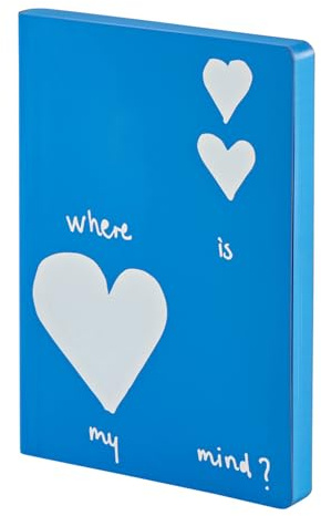 Nuuna Notizbuch A5+ Graphic L - Where Is My Mind?, Leder blau | Dotted Journal | 3.5 mm Punktraster Grau | 256 nummerierte Seiten | 120 g Premium-Papier | made in Germany