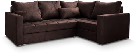 Masseno Ecksofa LIRENO R-S mit Schlaffunktion L-Form, Sofa mit Bettkasten, Wohnzimmersofa, Couch, Soffa, Bettsofa, Couchgarnitur- Braun, Kronos 06