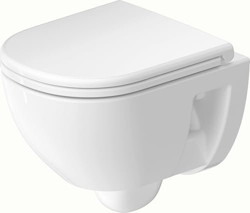 WC suspendu Duravit D-Code Compact, chasse d'eau basse, rimless, 370x480x360mm, blanc brillant, 2515090000