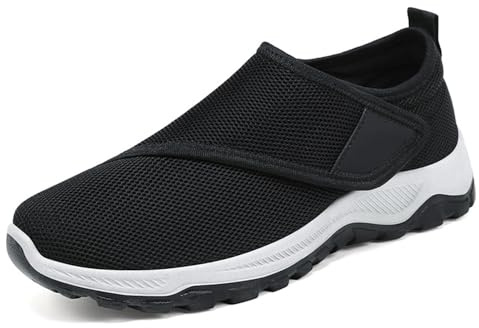 Scarpe Terapeutiche Per Diabetici Da Uomo Scarpe Da Corsa Scarpe Alluce Valgo Piedi Gonfi, Scarpe Da Ginnastica Leggere E Traspiranti Antiscivolo Scarpe Ortopediche Per Artrite Edema,Black-43 EU
