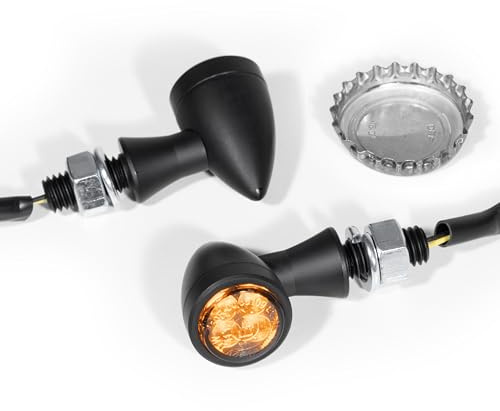 WTMT Mini Blinker Micro Bullet LED Set Schwarz Getönt ECE - Für Harley Chopper Custom Motorrad