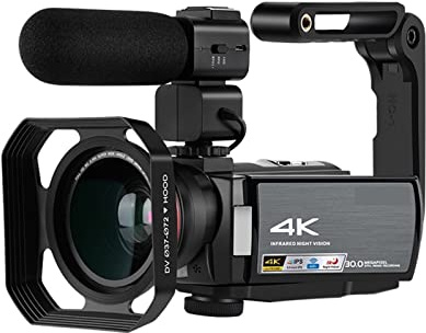 AUBEST Caméra Vidéo, Caméscopes vidéo caméra 4k Professionnel for Blogueur, Ae8 IR Vision Night WiFi Vlogging Caméra Full HD Caméras numériques avec Microphone(Bundle A)