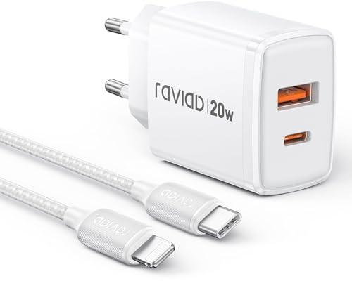 RAVIAD iPhone Ladekabel und Schnellladegerät [MFi-Zertifiziert] 20W iPhone Ladegerät, 2M USB C auf Lightning Kabel mit Netzteil Power Adapter Ladestecker für iPhone 14 Pro Max 13 Plus 12 11 SE X iPad