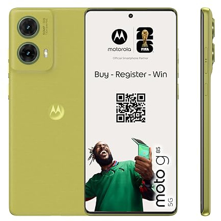 Motorola Moto g85 5G 24GB (12GB más 12GB RAM Boost)-256GB Verde, Pantalla de Borde Infinito de 6,67 y Sonido Dolby Atmos, Cámara Sony LYTIA 600 de 50MP con OIS, Batería 5000 mAh, Carga TurboPower 30W