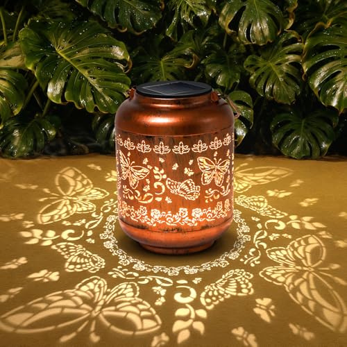 Geschenke für Frauen – Schmetterling Solarlaterne für Außen Wasserdichte Garten Deko, Geburtstagsgeschenke für Mama, Oma, Weihnachts Hängende LED Metall Lichter für Terrasse, Vorgarten, Veranda