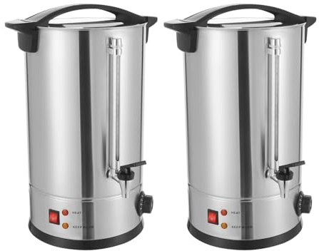 ksxnkhk Lot de 2 cafetières à Percolation commerciales en Acier Inoxydable, Distributeur de Boissons 15 L, pour événements, fêtes, Mariages, Maison, Argent