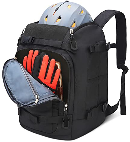 YITGOG Skischuhtasche mit Helmfach 50L 1680D Nylon Skirucksack Skischuhrucksack mit Helmtasche Skitasche Siksack für Skistiefel Schlittschuhe Snowboard Inline-Skates (Schwarz)