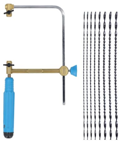 Bow Saw Set Hand Hack Saw Professional Woodworking Metal Cutting 100mm Portable Durable Zinc Alloy Construction Craft Art Decoration Projects 8 Sawblades Included