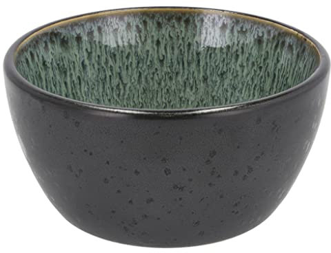 BITZ bol, bol, bol à céréales, bol à snacks en faïence, 12 cm de diamètre, noir/vert