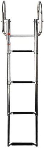 Amarine Made 4 Steps Boat Ladder Folding Pontoon Boat Ladder Stainless Steel Telescoping Dock Ladder 550lbs Capacity for Marine Swimming Pool Lake