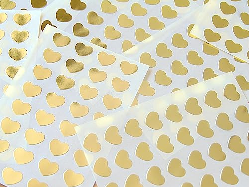 Klein 10x8mm (0.4 X0.8 ) Herzform Farbcode Sticker - Packungen mit 256 Klein Bunt Herzen Klebeetiketten Zum Basteln, Kartenherstellung & Deko - 32 Farben Verfügbar - Glänzend Gold