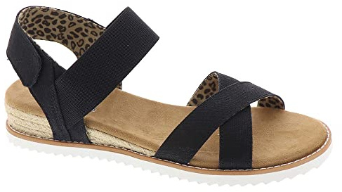 Skechers Women's Bobs Desert Kiss Secret Picnic Sandal, Black, 4 UK
