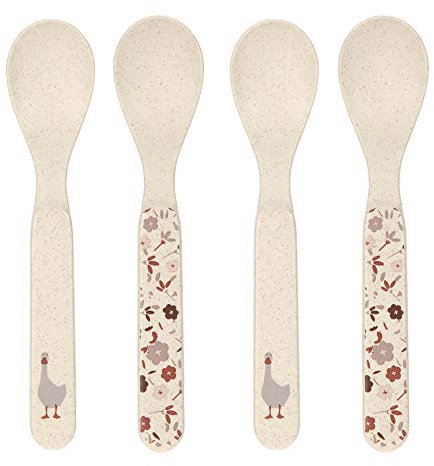LÄSSIG Set di cucchiai per bambini (4 pezzi) Posate per bambini senza melamina, senza BPA, lavabili in lavastoviglie e in microonde/Spoon Set Little Forest Rabbit