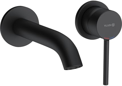 Kludi 382443976 Bozz-382443976 Robinet de lavabo avec bec fixe Bozz matt-382443976, noir mat, 18 cm Ausladung