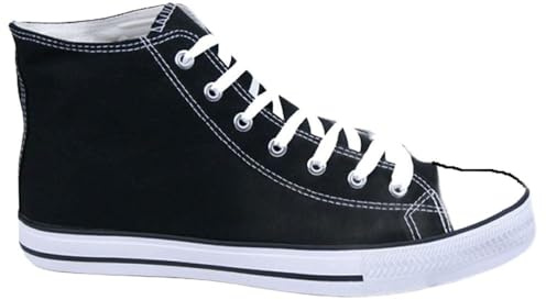 Divadames Womens High Top Lace Up Flat Canvas Pumps Ladies Casual Plain Shoes Size