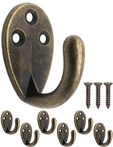 Fuxxer 6 Klassische Eisen-Haken, Garderoben-Haken, Kleider-Haken, Bronze