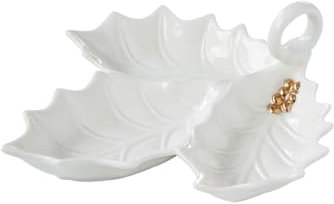Easy Life - COUPELLE APERO 3 Compartiments 22X 20 CM Feuilles DE Houx Holly Berries - EASYLIFE