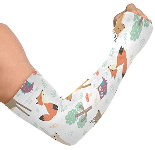 JUNZAN Carino Bambino Volpi Cervo Animale Raffreddamento Braccio Manicotti per Le Donne Uomini Giardinaggio Agricoltori Difesa Protezione Solare, Foresta Modello Animali Carini Vol, taglia unica