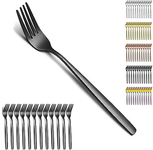 Berglander schwarze Tafelgabeln von 12 Stück, titanschwarz beschichtet Modernes Essgabel-Set aus Edelstahl, Gabeln und Löffel Besteck, ideal für Zuhause, Hotel, Hochzeit, spülmaschinenfest