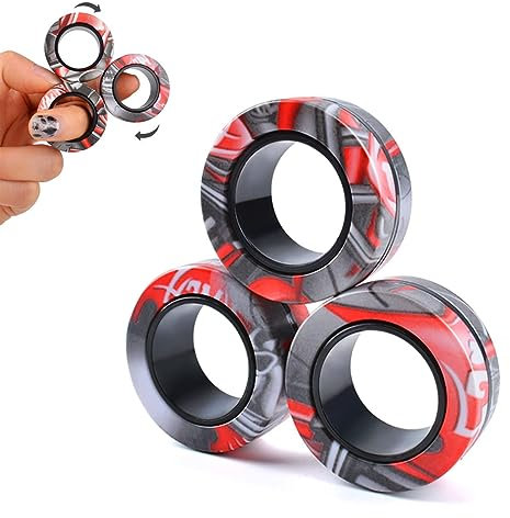 BCBF 3 Pezzi Fidget Toys,Anelli Magnetici Giocattolo Agitarsi, Magneti Anti Stress Oggetti per Terapia di Sollievo Dall'Ansia,Antistress, ADHD Giocattoli Agitarsi,Pacchetto Agitarsi Ottimo Regalo(B)