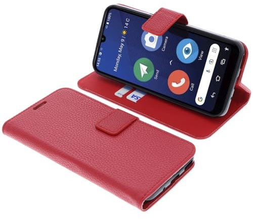 foto-kontor Tasche kompatibel mit Doro 8200/8210 Schutzhülle rot Book Style Case Handy Schutz Hülle Buch Wallet Handyhülle Cover Klapphülle Ständer Handytasche