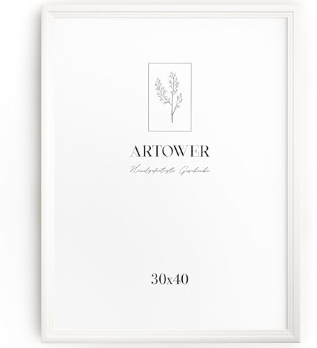Artower® Bilderrahmen Vintage Weiß Holz Rahmen für 30 x 40 cm | Posterrahmen Groß für Collage | Picture Frame Vintage White Wood 30x40 cm | Retro Schmal Bilderrahmen | Weiß Poster Rahmen