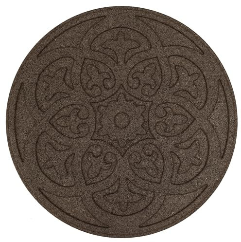 bepco Pietre da calpestio Piastre da giardino Piastre per aiuole Piastre per sentieri Set da 4, Gomma (Set da 4 pietre da calpestio ornamentali in gomma riciclata, Ø 45,8 x 1,8 cm, Terracotta)
