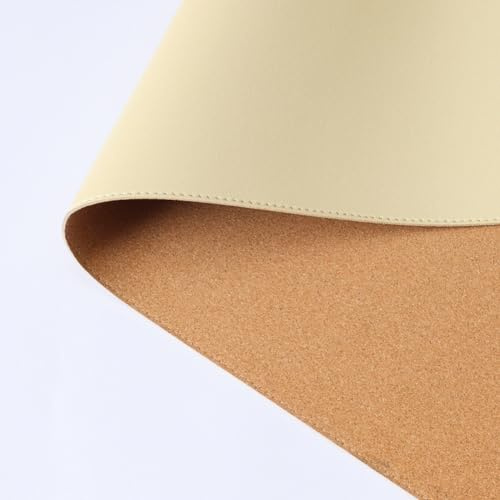Rutschfeste Schreibtischunterlage aus Naturkork und PU-Leder, mit runden Kanten, doppelseitig, Maus-Laptop-Matte, Büro, Zuhause, wasserdichter Schreibtischschutz für Arbeiten (Beige, 40 x 80 cm)