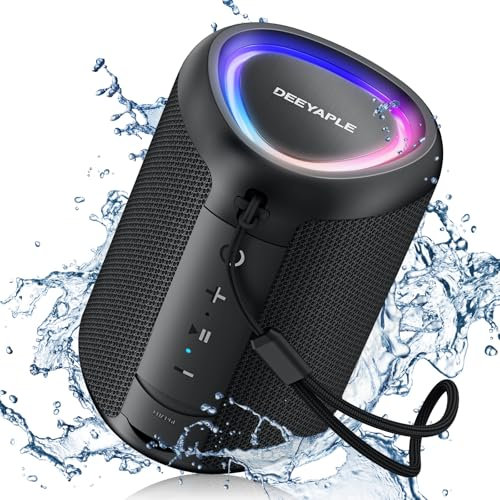 Deeyaple Altoparlante Bluetooth A46 Bluetooth 5.3, Suono Surround, Compatto e Portatile, Batteria da 10 Ore al 50% di Volume, Riproduzione da Schede TF, Microfono, Ingresso Audio da 3,5 mm