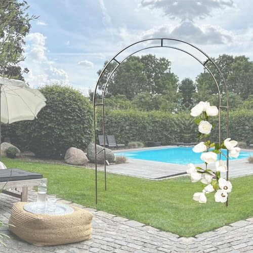 GZDXBF Rosenbogen Aus Edelstahl, Rankbogen Für Innen- Und Außenbereich Zur Dekoration, Gartenbogen Rankhilfe Aus Metall Für Kletterpflanzen(Color:19mm,Size:1.5 * 2.4m(4.9 * 7.9ft))