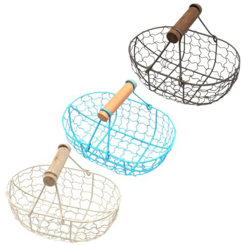 VINTORKY 3pièces Panier De Rangement Forgé Vintage pour Fruits Et Snacks Panier Décoratif Pratique avec Poignée pour Cuisine Et Salon