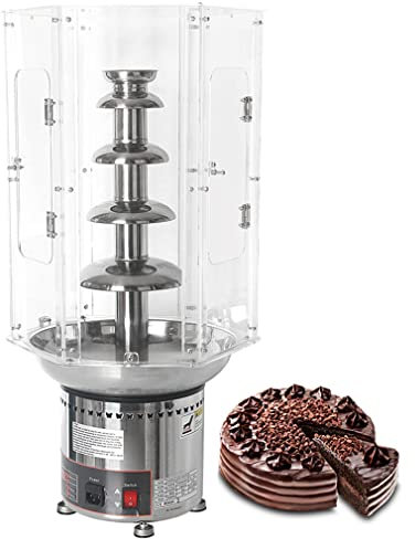 Chocolate Fountain Machine with Clear Acrylic Cover - Perfect 7 Tier Stainless Steel Fondue Set for Party Wedding Buffet Equipment