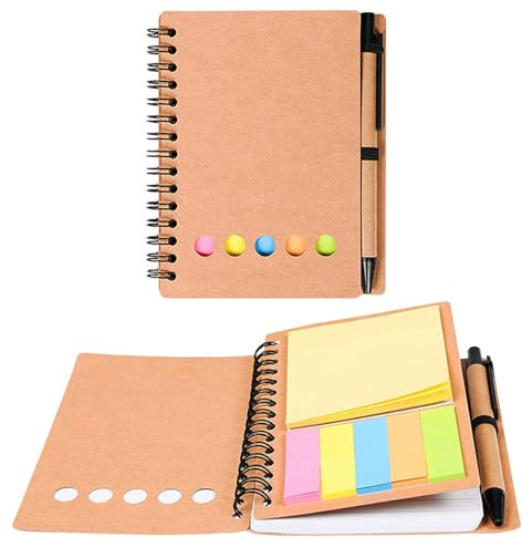 Luckwaii Kleine Geschenke für Kollegen Notizbuch mit Stift Lehrer Inspirierend Mitarbeiter Spirale Notizblock Kugelschreiber aus Holz Spirale Linierter Notizheft Kugelschreiber Abschiedsgeschenk