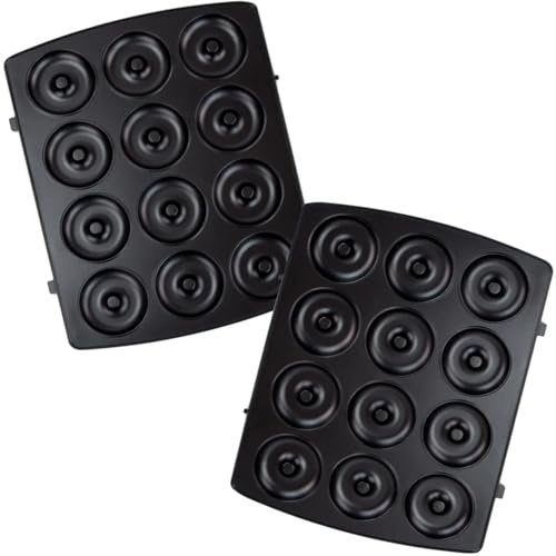 Syntrox Germany Wechselplatten für Multimaker ZN-2000W, Antihaftbeschichtet, Viele Verwendungsmöglichkeiten, Edelstahl, Ersatzplatten, Ersatzteile Multimaker (Donut)