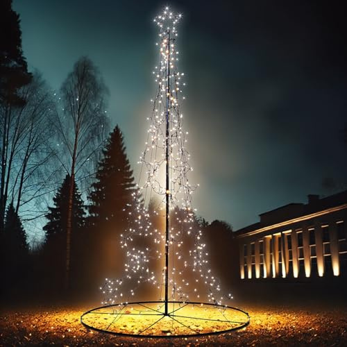 Lunartec Weihnachtsbaum: XXL LED-Metall-Tannenbaum, Stern, für außen, 500cm, 1.460 LEDs, IP44 (Metallweihnachtsbaum außen, Metalltannenbaum, Silber)