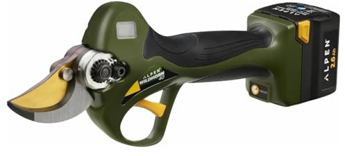 Alpen Swiss Tools Elektrische Gartenschere Wildhorn 40 - HSS-Titan-Klinge, 40 mm Schnittdurchmesser, 2 Li-Ion-Akkus, 3-fach-Ladegerät, Koffer & Zubehör