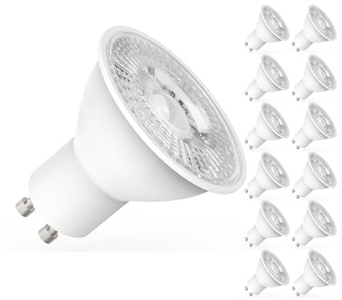 Lampadine LED GU10, 5W equivalente a 50W, 3000K bianco Calda, 450 lumen, lunga durata, basso consumo, non dimmerabile, 12 pz.