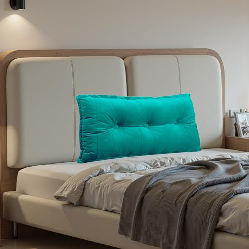 strusery Samt-Nackenrolle, Kopfteil, Rückenlehnenkissen, großes Tagesbett-Stützkissen für Schlafsofa und Lesekissen, Seeblau, 50 x 100 cm