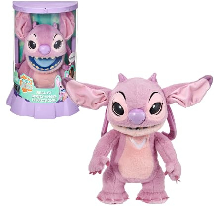 Disney Angel Puppetronic by Real FX, elektronisches Plüschtier, 45 cm, 100+ Kombinationen von Aktionen und Klängen, realistisches Spielzeug mit Sensoren und Reaktionen, ab 6 Jahren, Berühmt (RE002000)