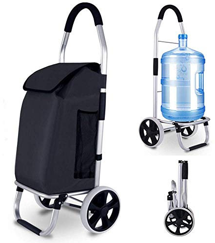 Carrello Pieghevole, Carrello della Spesa su 2 Ruote Pieghevole Compatto con Borsa Rimovibile, Borsa della Spesa Extra Large Impermeabile e Resistente, Carrello Push/Pull